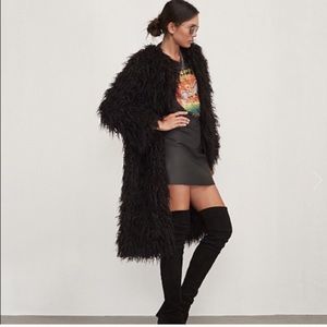 reformation floor length faux fur coat XL